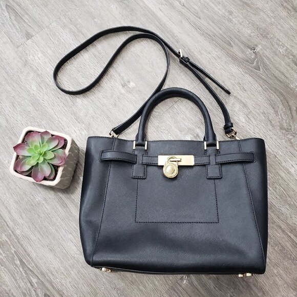 Michael Kors Hamilton Bag Black Saffiano Leather - Picture 1 of 16